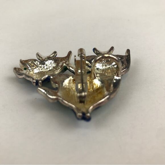 MJ Fish Tropical Enamel School of Angelfish Blue Green Aquatic Ocean Brooch Pin - Picture 12 of 12